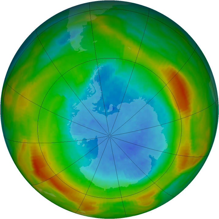 Antarctic ozone map for 15 September 1980